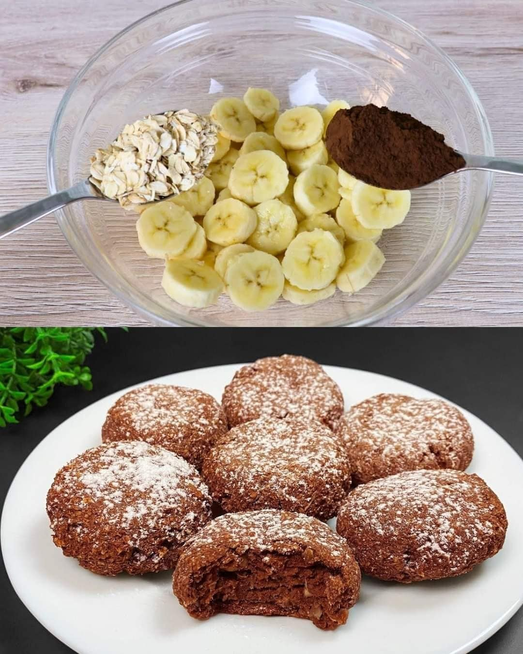 Avena al horno con cacao y plátano