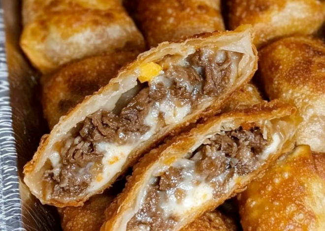 Rollos de huevo con queso y filete de Filadelfia: