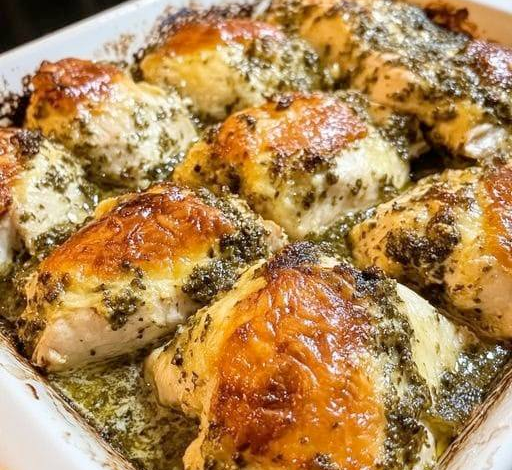 Pollo al pesto horneado