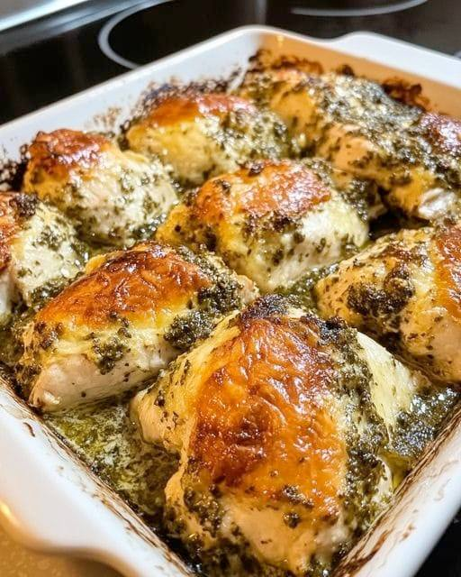 Pollo al pesto horneado