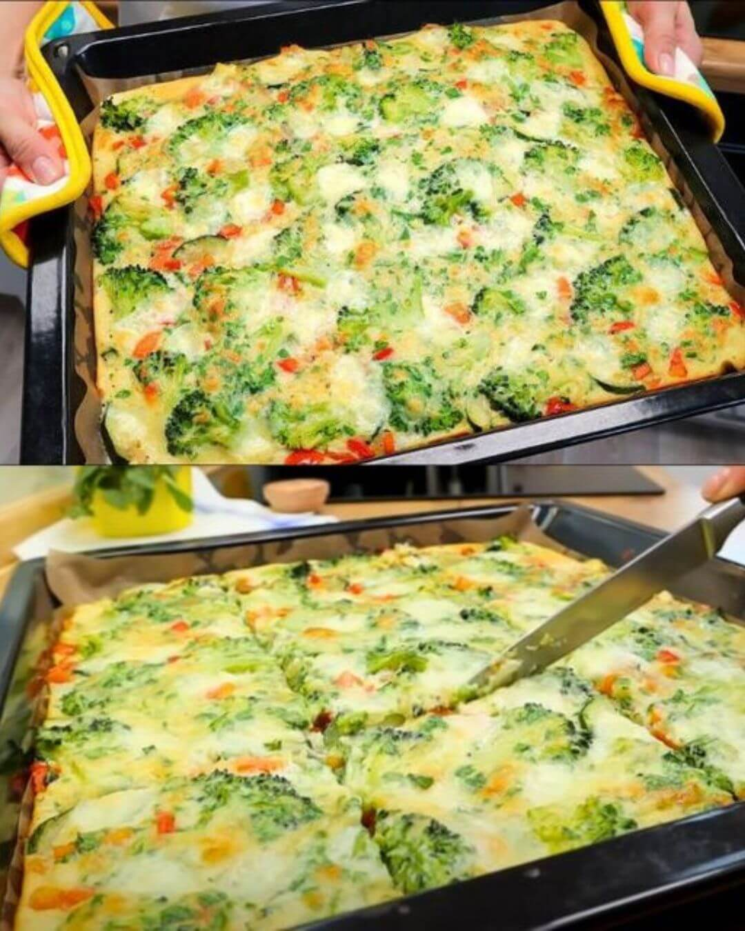 Pizza de verduras en sartén