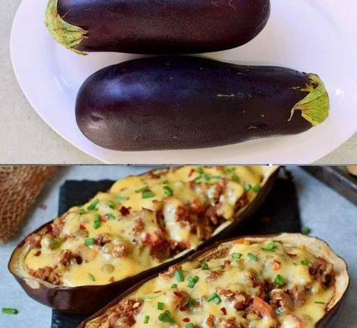 Berenjenas Rellenas con Lentejas y Queso Vegano