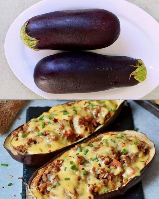 Berenjenas Rellenas con Lentejas y Queso Vegano