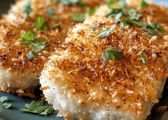 Chuletas de cerdo con costra de coco