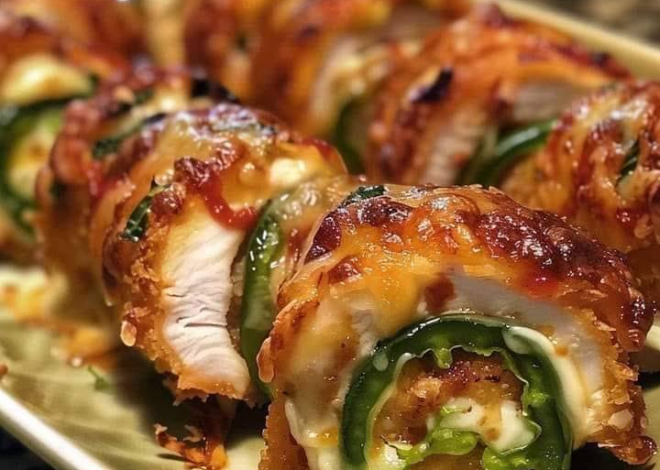 Rollitos de pollo con queso ahumado y jalapeños