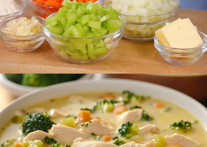 Sopa cremosa de pollo y verduras