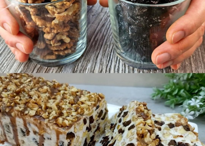 Jalea de crema agria con ciruelas y nueces.