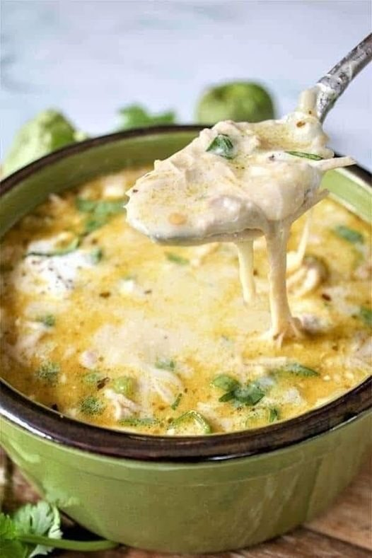 Sopa de pollo con enchiladas verdes