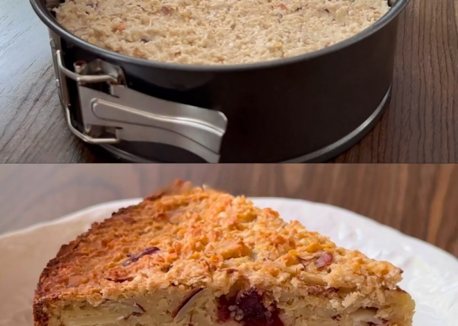 Tarta saludable de manzana, arándanos, avena y almendras