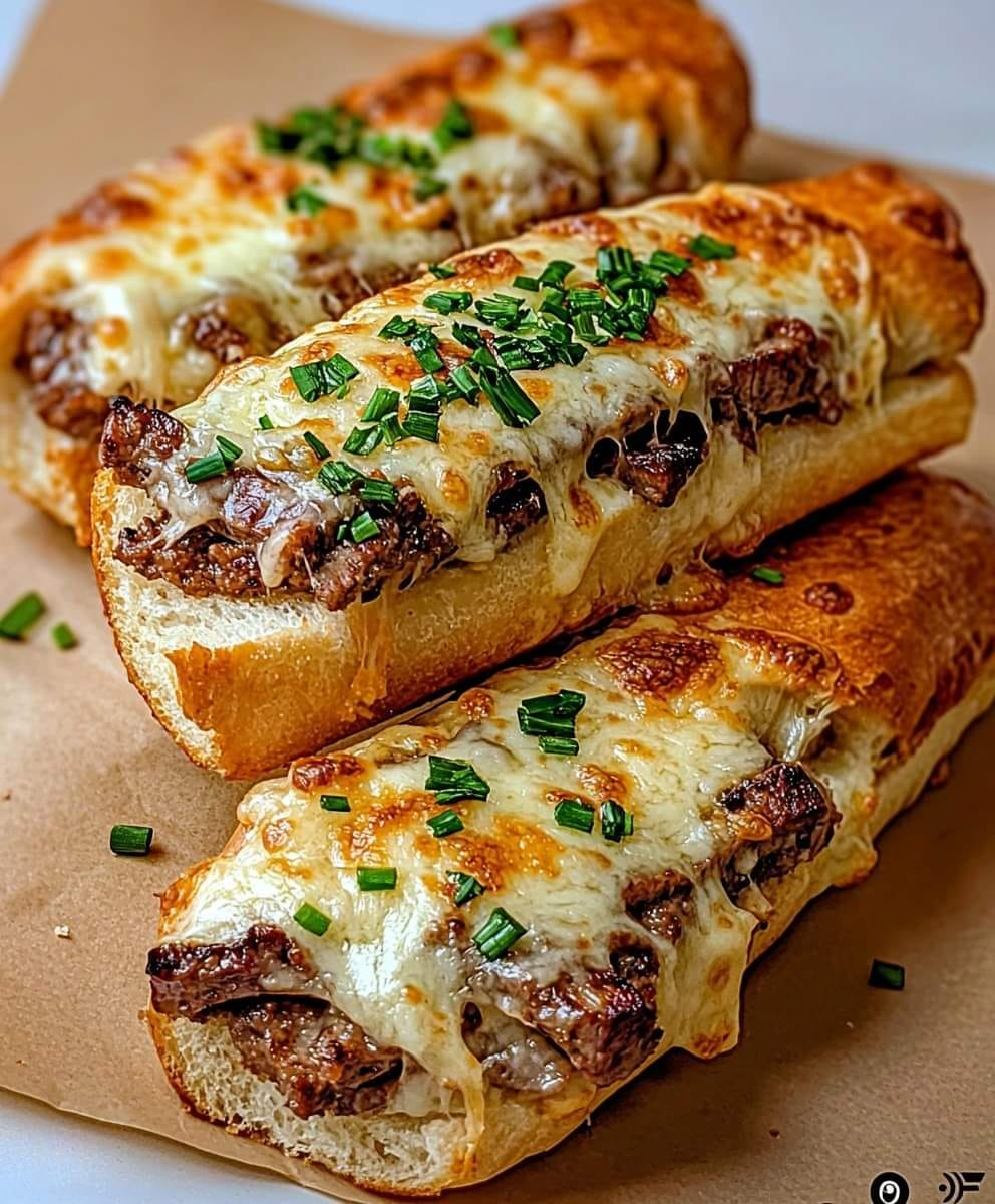 Palitos de pan con queso rellenos de Philly Cheesesteak