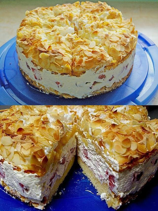 Torta del cielo con frambuesa