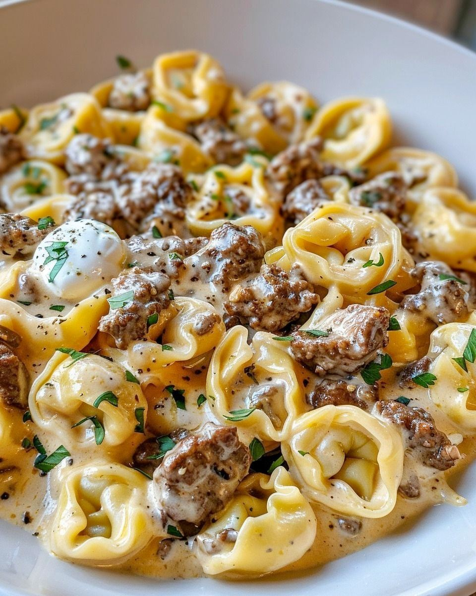 Pasta con tortellini y queso tipo Filadelfia