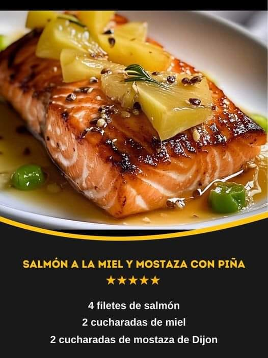 Salmón a la Miel y Mostaza con Piña