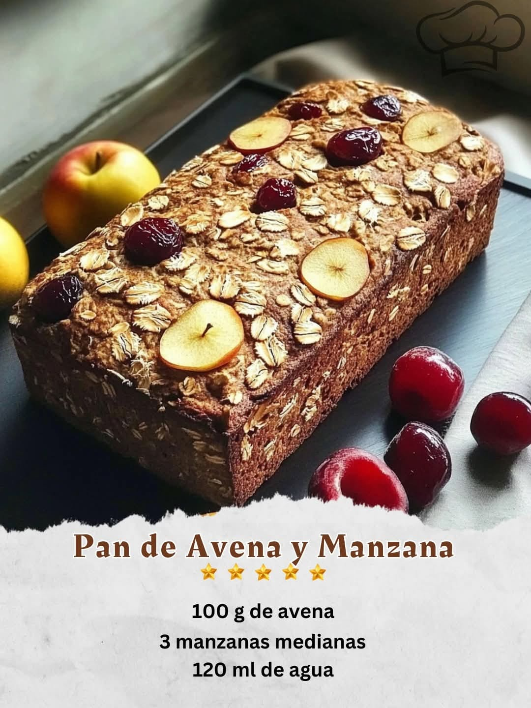 Delicioso Pan de Avena y Manzana, sin Harina y sin Azúcar