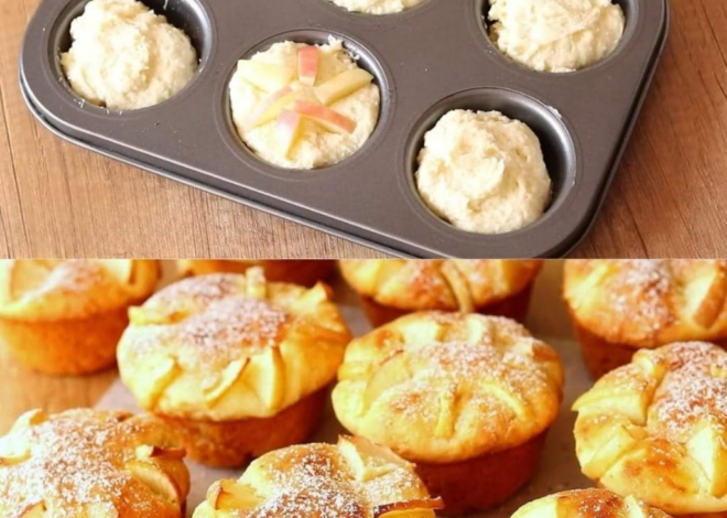 Muffins de cuajada suaves y aireados con manzanas