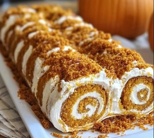 Rollo de calabaza con glaseado de queso crema