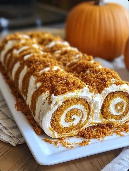 Rollo de calabaza con glaseado de queso crema