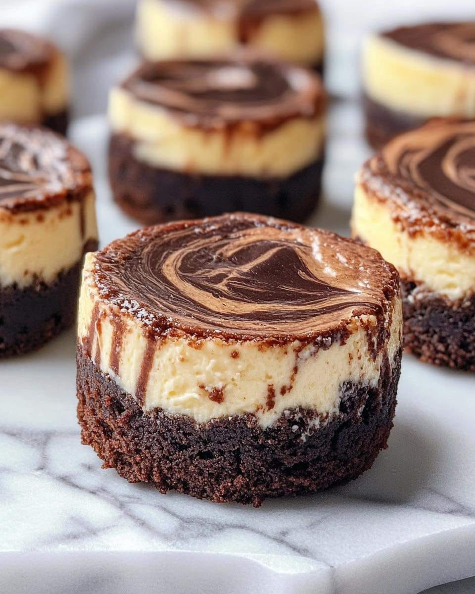 Mini tarta de queso con base de brownie