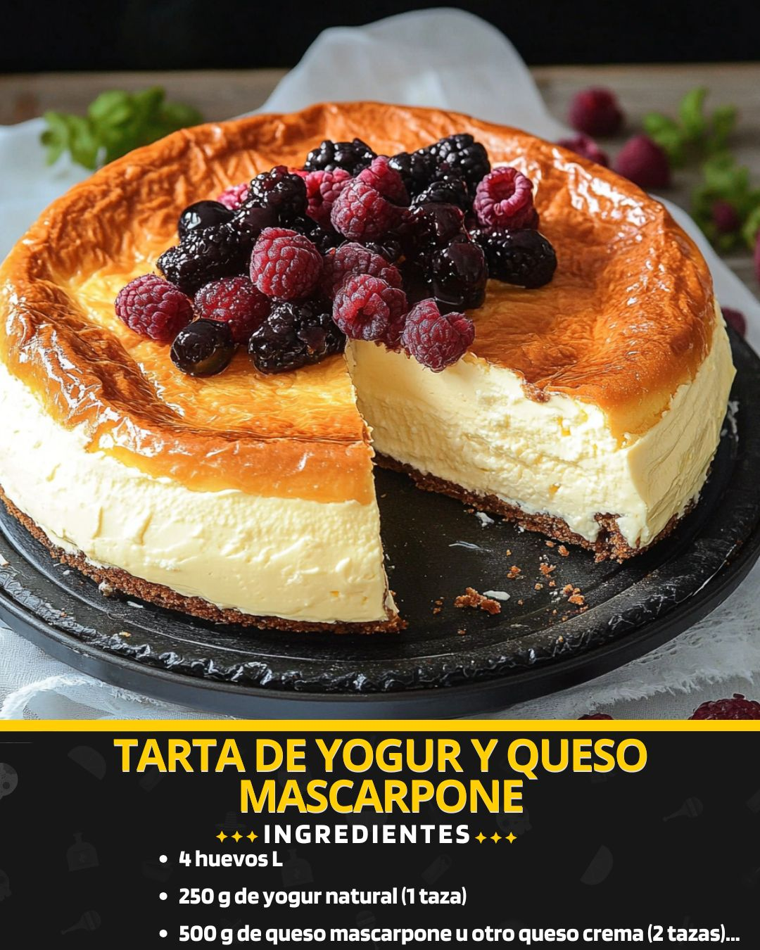 TARTA DE YOGUR Y QUESO MASCARPONE