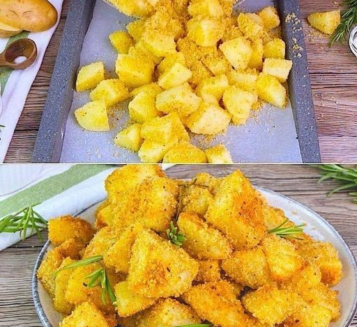 Patatas asadas cubiertas de pan rallado