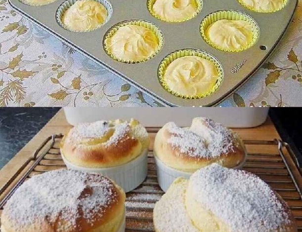 Muffins de quark de la abuela con pudin de vainilla, de ahora en adelante solo haré estos muffins