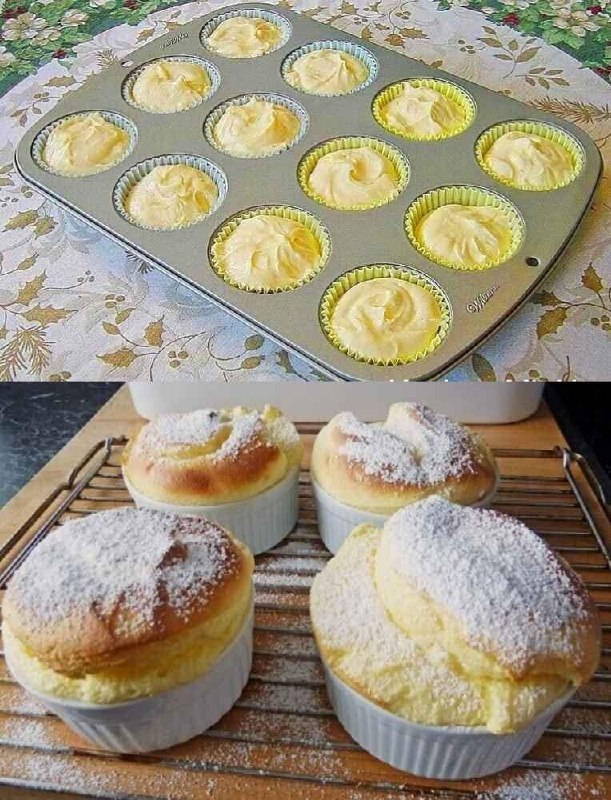 Muffins de quark de la abuela con pudin de vainilla, de ahora en adelante solo haré estos muffins