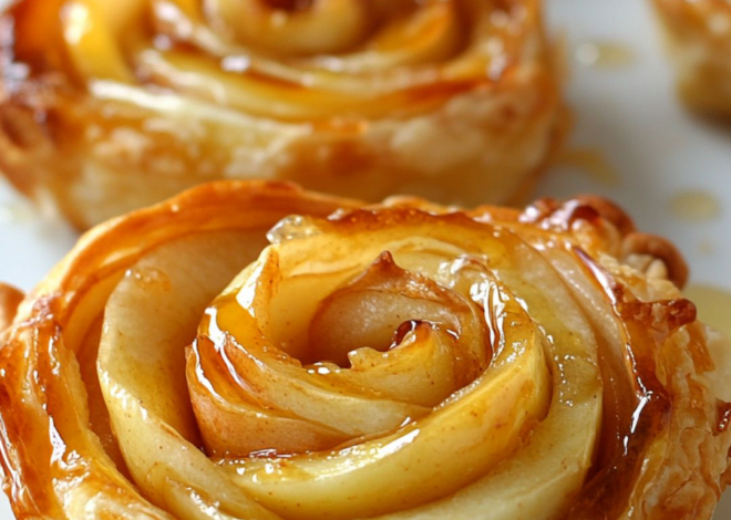 Tarta de manzana y rosas glaseadas con miel: un postre elegante de inspiración francesa