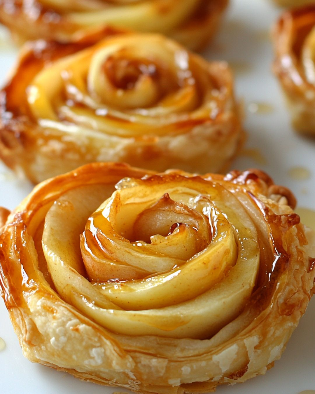 Tarta de manzana y rosas glaseadas con miel: un postre elegante de inspiración francesa