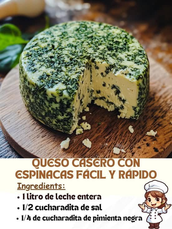 Queso Casero con Espinacas Fácil y Rápido