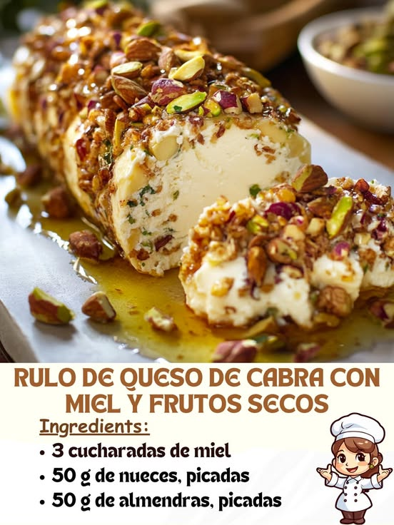 Rulo de Queso de Cabra con Miel y Frutos Secos