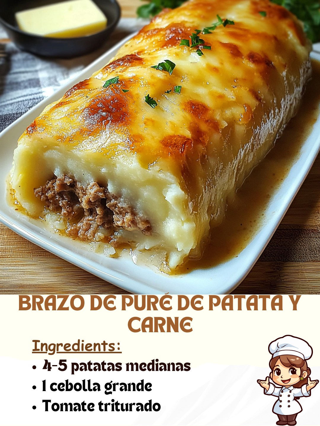 Brazo de Puré de Patata y Carne