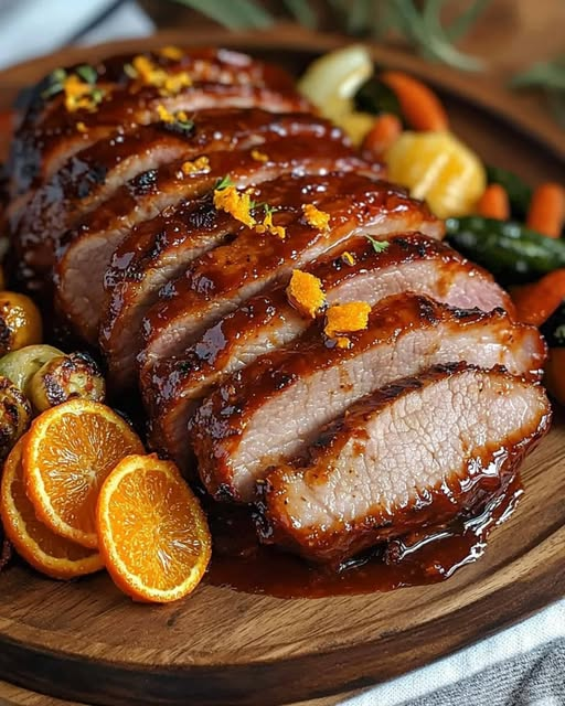 Lomo de Cerdo BBQ con un Toque Cítrico: ¡Salsa, Naranja y Sabor en Cada Mordisco!