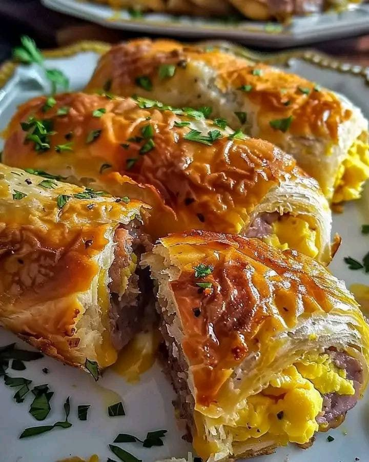 Rollitos de Salchicha, Huevo y Queso para el Desayuno