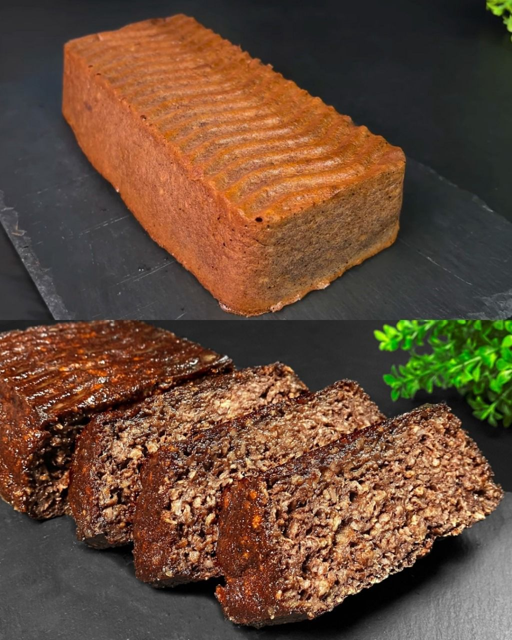 Tarta de chocolate y plátano y avena con glaseado de espresso