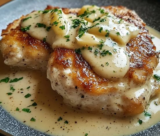 Escalope de Ternera con Salsa de Queso Reblochon y Jamón