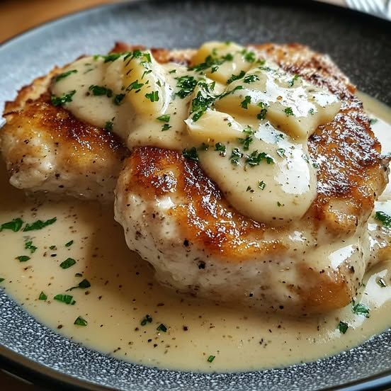 Escalope de Ternera con Salsa de Queso Reblochon y Jamón