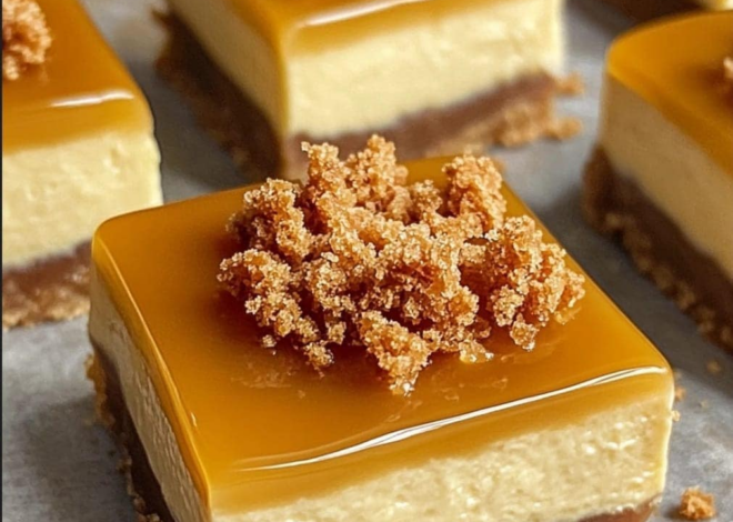 Los mejores cuadrados de tarta de queso cremosa con caramelo