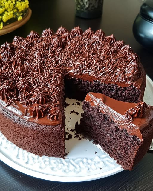 Receta de pastel de chocolate húmedo con relleno de crema de chocolate