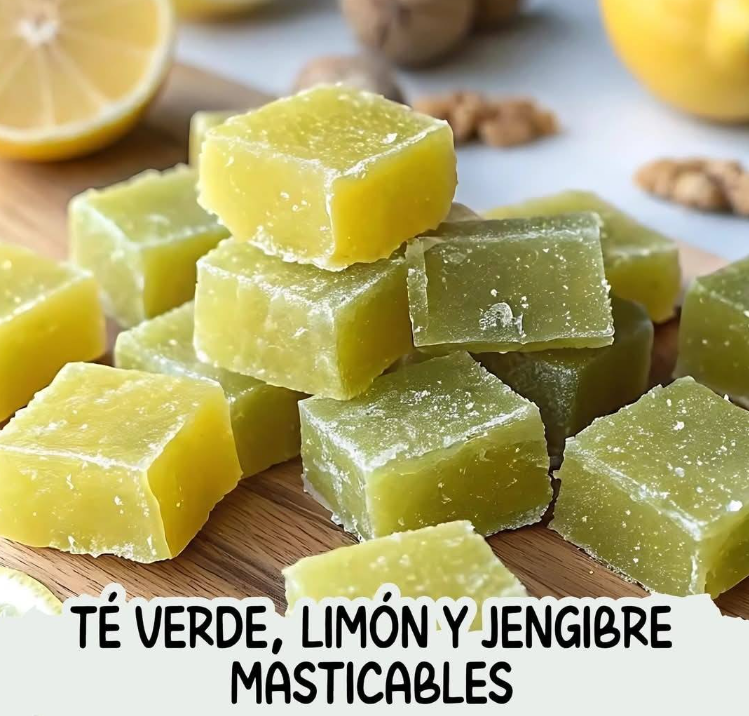 Té verde, limón y jengibre masticables